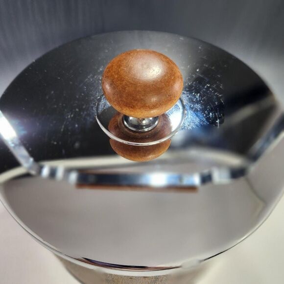 Atapco Chrome Wood Ice Bucket Vintage MCM w Lid Plastic Liner Tongs VTG Barware - Picture 9 of 13